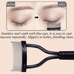 KINGMAS Eyelash Comb Separator: Mascara Applicator with Cover, Eye Lash Definer, Arc Designed Eyelash Comb