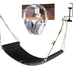 Adjustable Foot Hammock Under Desk: Portable Office Foot Rest with Headphone Holder