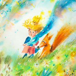 Original work by Julia Schigal "A little prince" - watercolor, gouache