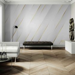 Peel and Stick Wallpaper Wall mural - White&Golden