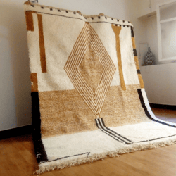 Moroccan Handmade rug ,Beni ourain style Morocco wool Berber Rug, modern rug, Hand woven rug, Azilal Berber style