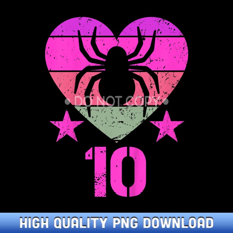 Kids Spider Birthday 10 Year Old Boy Girl Spider 10th Birthday - Sophisticated Sublimation Design Files