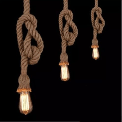 Vintage Lot de 6 Suspension Vintage Corde Edison plus Lampes Led ST64 Filament offerte