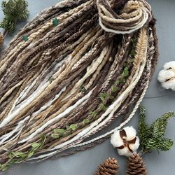 Handmade dreadlocks, mix dreads and braids, natural color