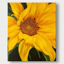 Sunflower Painting Original Art Floral Oil Painting 25x30 cm