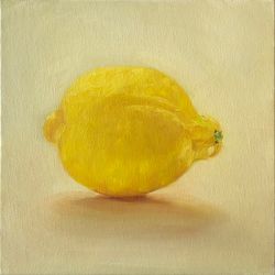 Lemon Oil Painting Fruit Still Life Small Artwork Canvas 15x15 cm