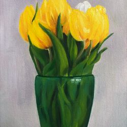 Tulips Painting Floral Oil Painting Small Artwork 15x20 cm
