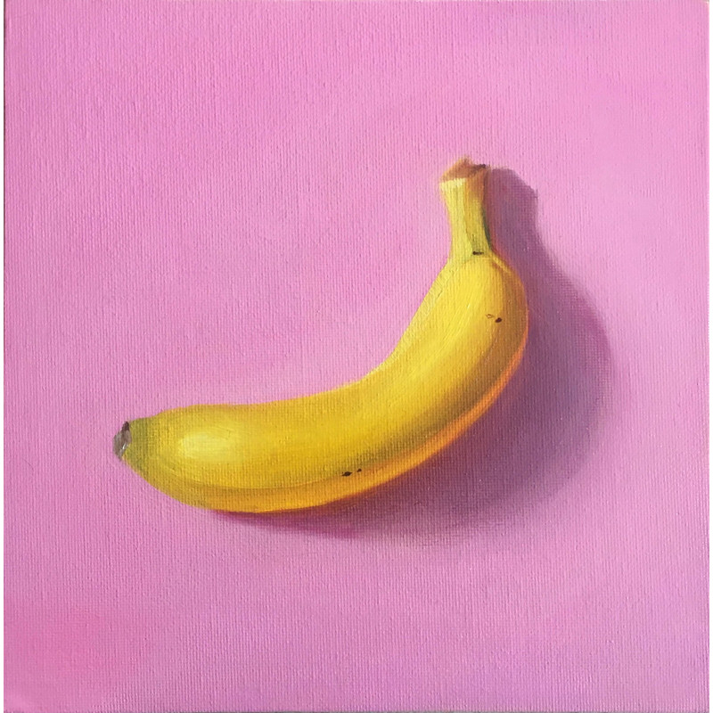 Banan Oil Painting Fruit Still Life Small Artwork Canvas 20x20 Cm 0