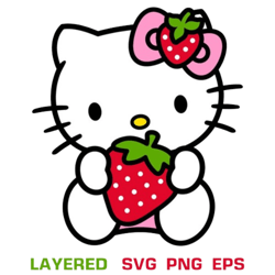 Hello Kitty Strawberry Svg, Hello Kitty Strawberry, Hello Kitty Svg,Hello Kitty Strawberry Png.rar