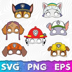 Paw Patrol Masks SVG, Paw Patrol SVG Birthday, Paw Patrol PNG