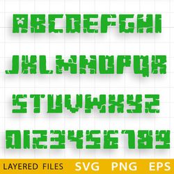 Minecraft Alphabet Layered SVG, Minecraft Font Cricut, Printable Minecraft font, Minecraft party, Minecraft Birthday