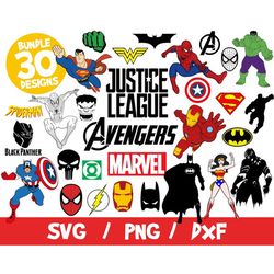 Superhero svg bundle vector marvel cricut superman batman vinyl clipart avengers ironman justice league png