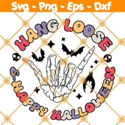 hang loose and happy halloween svg, skeleton hand sign svg, halloween svg, file for cricut