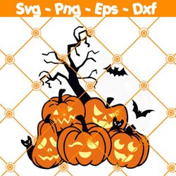 spooky jack o lantern svg, halloween svg, pumpkin svg, pumpkin face svg, moon svg, gift for halloween svg