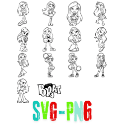 bratz vector pack , bratz svg, bratz doll design, bratz silhouette,