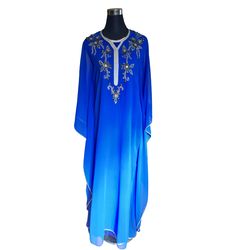 Blue dress Gandoura from the Moroccan tradition