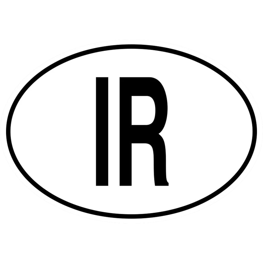 IR Iran Country Code Oval Sticker Self Adhesive Vinyl Iranian euro - C1456.png
