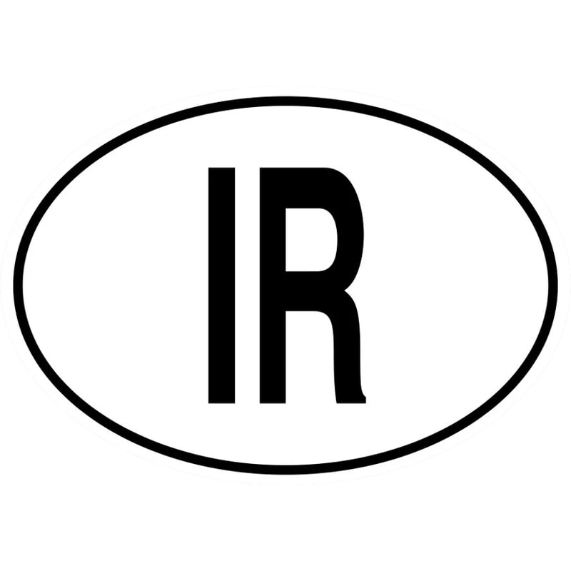 IR Iran Country Code Oval Sticker Self Adhesive Vinyl Iranian euro - C1456.png