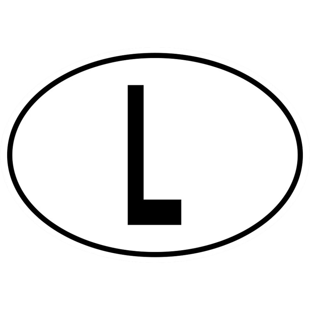 L Luxembourg Country Code Oval Sticker Self Adhesive Vinyl Luxembourg euro - C1480.png