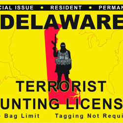 Delaware Terrorist Hunting Permit Sticker Self Adhesive Vinyl License DE - C2828