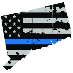 Distressed Thin Blue Line Connecticut State Shaped Subdued US Flag Sticker Self Adhesive Vinyl CT - C3785