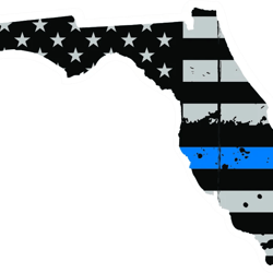 Distressed Thin Blue Line Florida State Shaped Subdued US Flag Sticker Self Adhesive Vinyl police FL - C3793