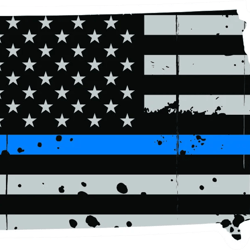 Distressed Thin Blue Line Iowa State Shaped Subdued US Flag Sticker Self Adhesive Vinyl police IA - C3813