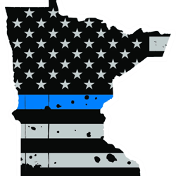 Distressed Thin Blue Line Minnesota State Shaped Subdued US Flag Sticker Self Adhesive Vinyl police - C3845