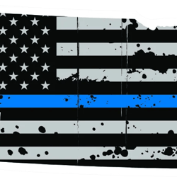 Distressed Thin Blue Line Nebraska State Shaped Subdued US Flag Sticker Self Adhesive Vinyl police - C3861
