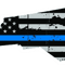 Distressed Thin Blue Line North Carolina State Shaped Subdued US Flag Sticker Self Adhesive Vinyl - C3885.png