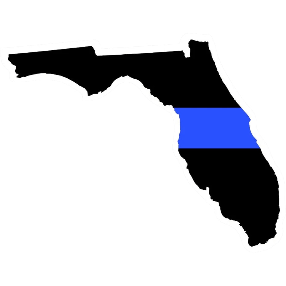 Florida State Shaped The Thin Blue Line Sticker Self Adhesive Vinyl police FL - C3419.png