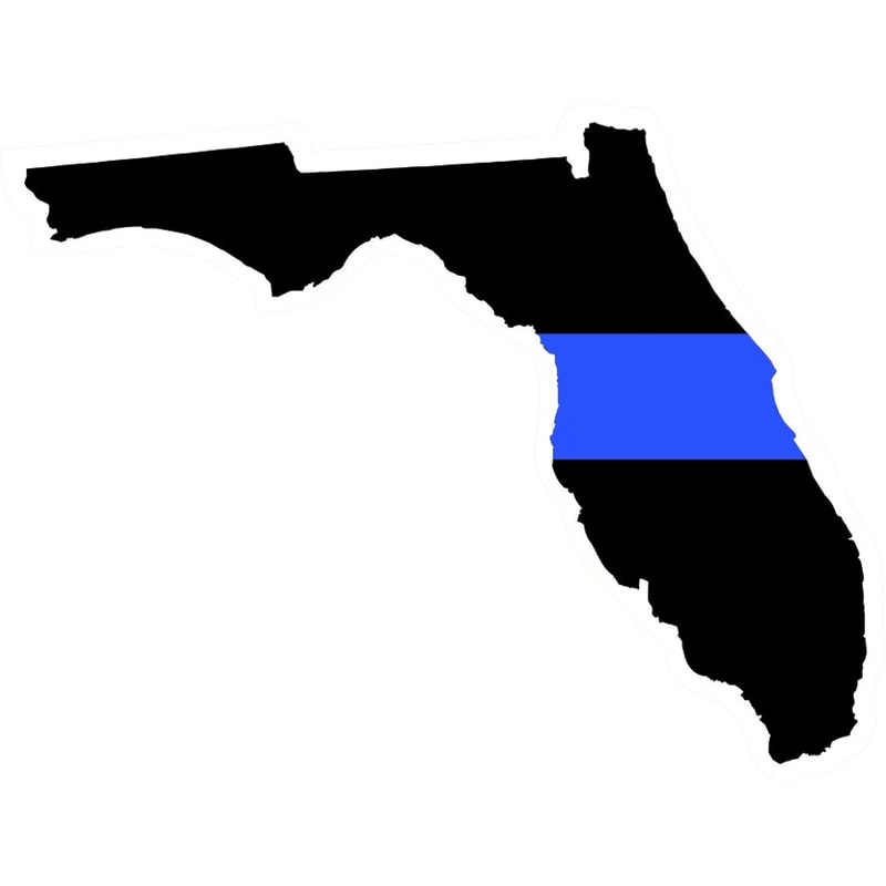 Florida State Shaped The Thin Blue Line Sticker Self Adhesive Vinyl police FL - C3419.png