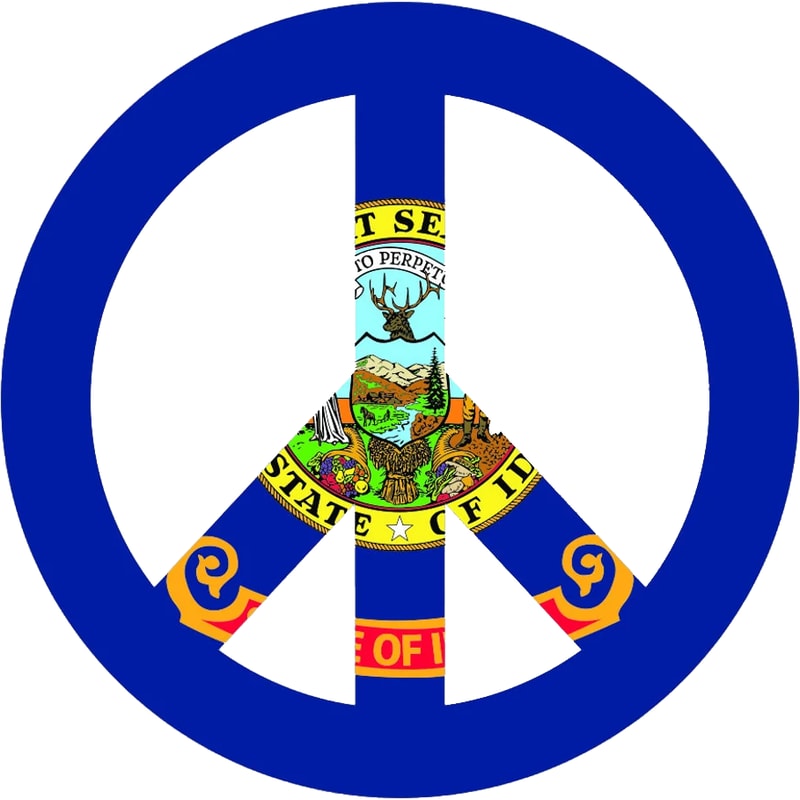 Idaho Flag Peace Symbol Sticker Self Adhesive Vinyl ID sign no war - C3549.png