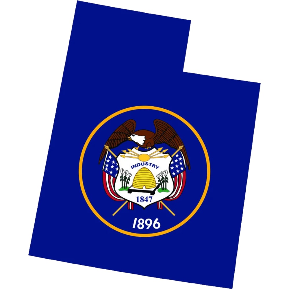 Utah State Shaped Flag Sticker Self Adhesive Vinyl UT - C3105.png