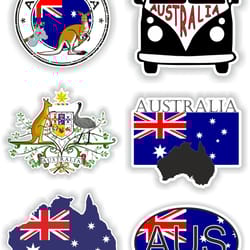 australia set of stickers for laptop book water bottle fridge guitar motorcycle helmet toolbox door pc boat