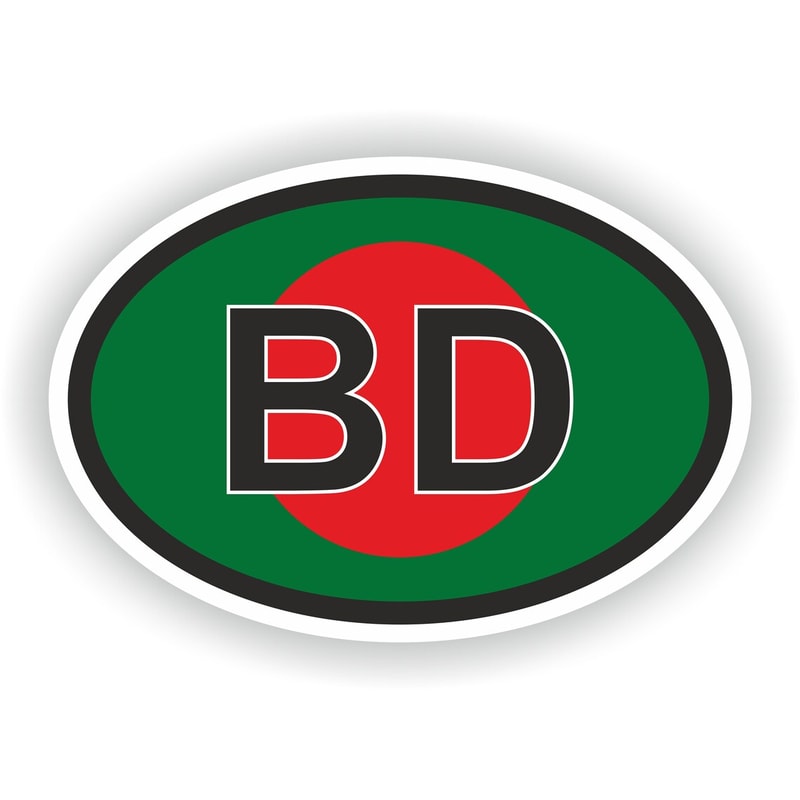 BANGLADESH Country Code Oval Sticker with Flag for Bumper Laptop Book Fridge Motorcycle Helmet ToolBox Door Hard Hat Tool Box Locker PC.jpg