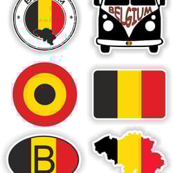 belgium set of stickers for laptop book water bottle fridge guitar motorcycle helmet toolbox door pc boat