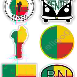 benin set of stickers for laptop book water bottle fridge guitar motorcycle helmet toolbox door pc boat