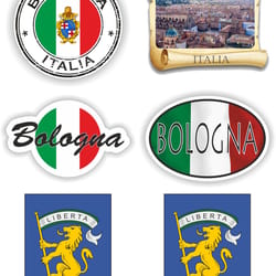 bologna set of stickers for laptop book water bottle fridge guitar motorcycle helmet toolbox door pc boat