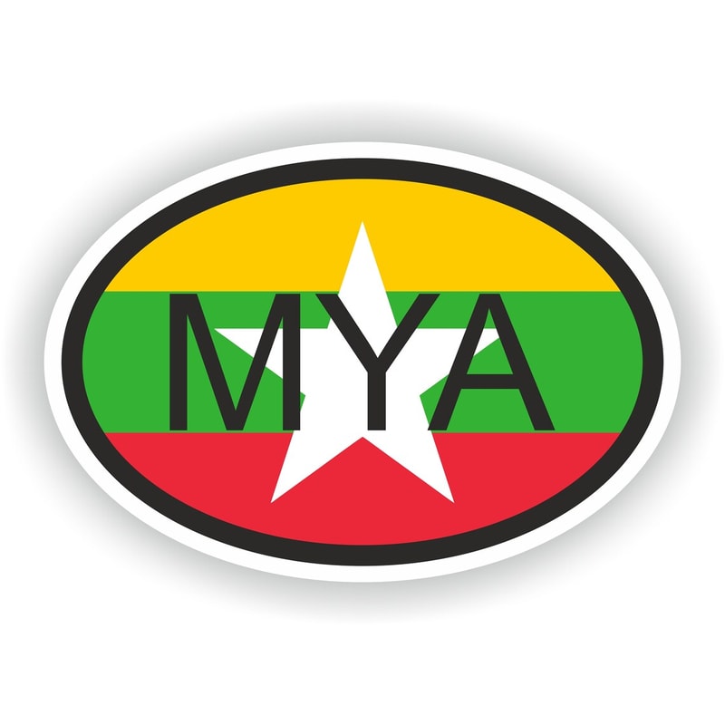 Burma Myanmar Country Code Oval Sticker with Flag for Bumper Laptop Book Fridge Motorcycle Helmet Door Hard Tool Box Locker PC.jpg