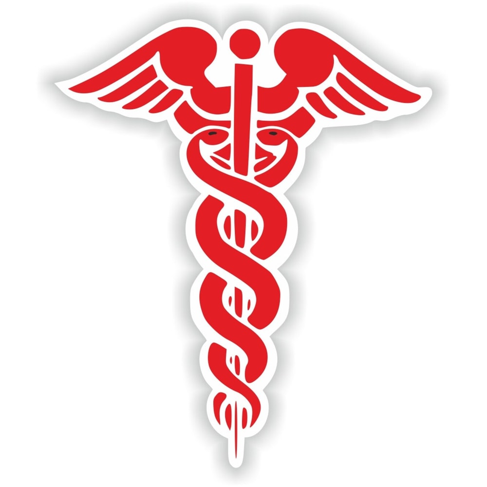 Caduceus Red Medical Pharmacy Doctor Symbol Sticker for Bumper Car Laptop Book Suitcase Fridge Motorcycle Helmet Door.jpg