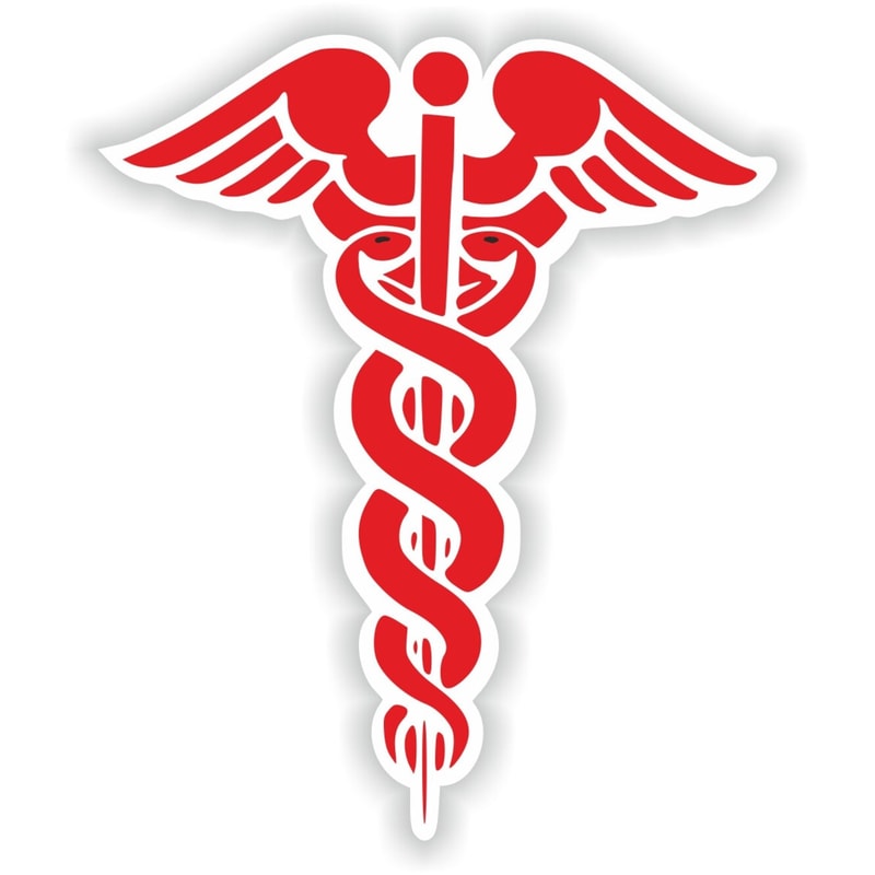 Caduceus Red Medical Pharmacy Doctor Symbol Sticker for Bumper Car Laptop Book Suitcase Fridge Motorcycle Helmet Door.jpg