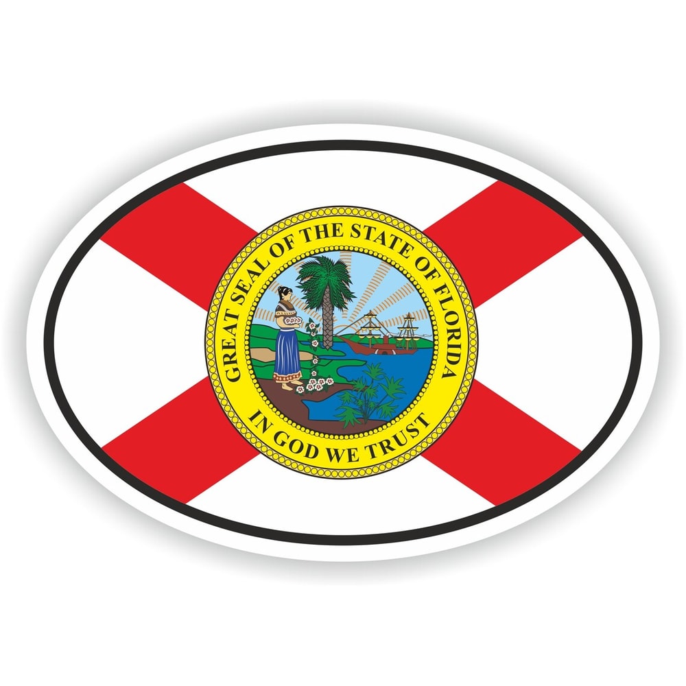 Florida Oval Sticker With Flag For Bumper Laptop Book Fridge Motorcycle Helmet Door Tool Box Locker PC 0