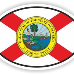 florida oval sticker with flag for bumper laptop book fridge motorcycle helmet door tool box locker pc
