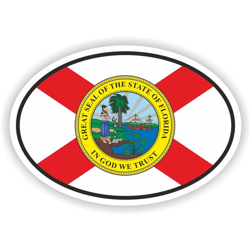 Florida Oval Sticker With Flag For Bumper Laptop Book Fridge Motorcycle Helmet Door Tool Box Locker PC 0