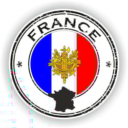 france seal round flag - vinyl sticker