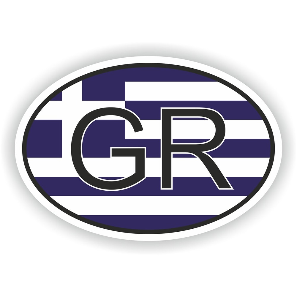 Greece GR Country Code Oval Sticker With Flag For Bumper Laptop Book Fridge Motorcycle Helmet ToolBox Door Hard Hat Tool 0