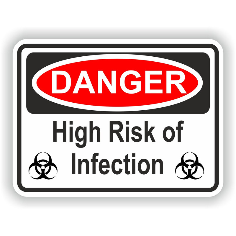 High Risk Of Infection Danger Sticker For Car Laptop Book Fridge Motorcycle Helmet Door 0