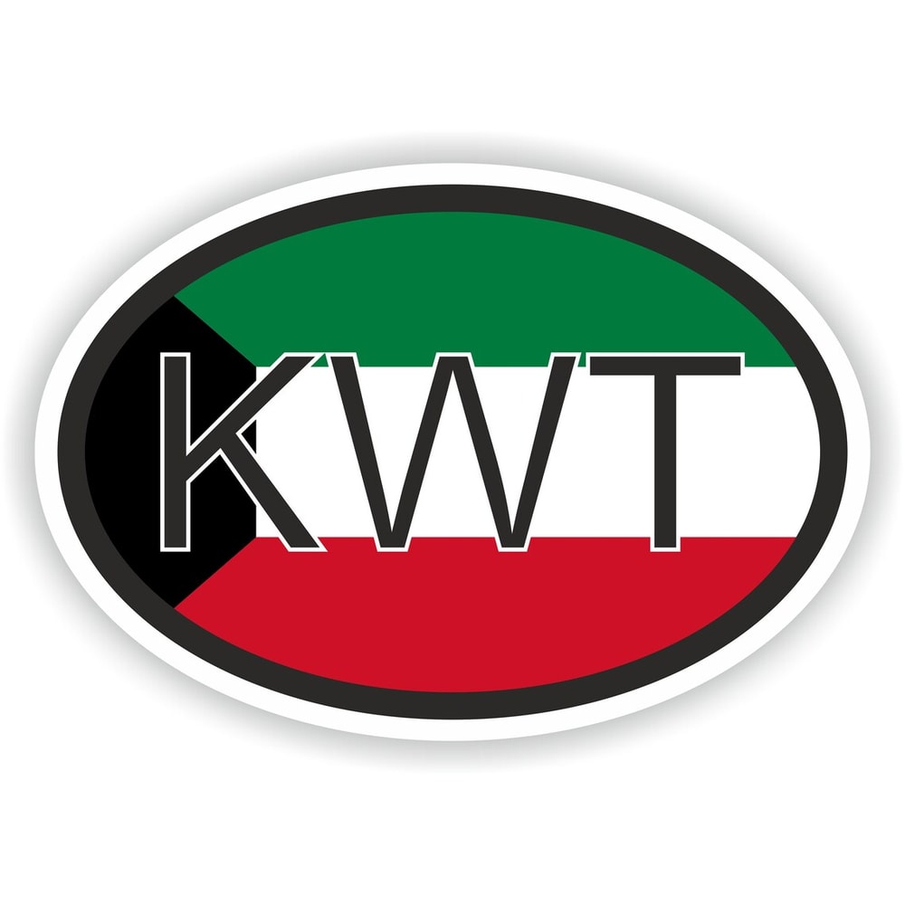 Kuwait Country Code Oval Sticker With Flag For Bumper Laptop Book Fridge Motorcycle Helmet Door Too 0
