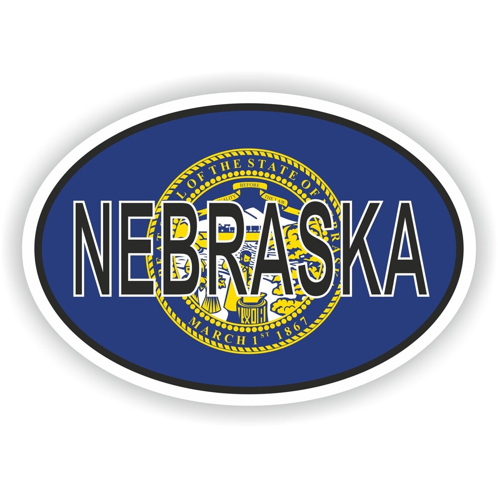 NEBRASKA Country Code Oval Sticker With Flag For Bumper Laptop Book Fridge Motorcycle Helmet Door T 0